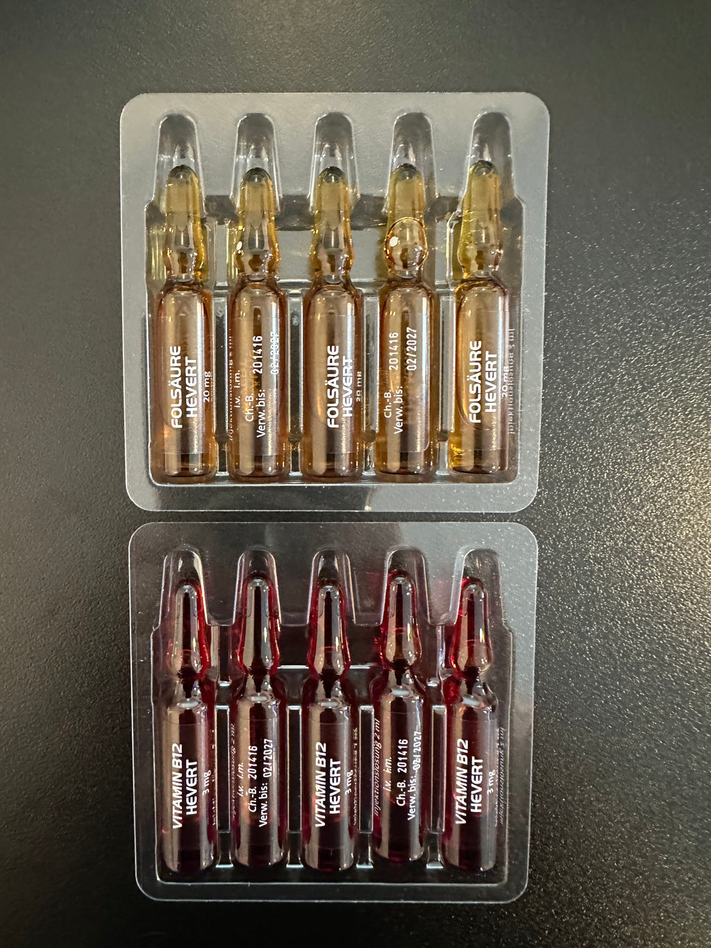 Hevert Vitamin B12 Plus Folic Acid (Vitamin B9)- Vitamin B12 Cyanocobalamin 3mg + Folic Acid (Vitamin B9) 20mg. 2x5 2ml Ampoules