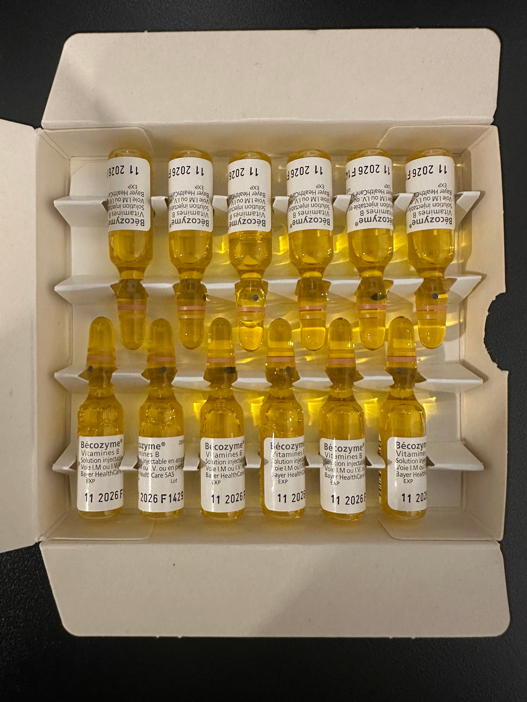 Bayer - Vitamin B Complex (Bocozyme) - Contains Vitamin B1, Vitamin B2, Vitamin PP, Vitamin B6 and Vitamin B5 12x2ml Ampoules